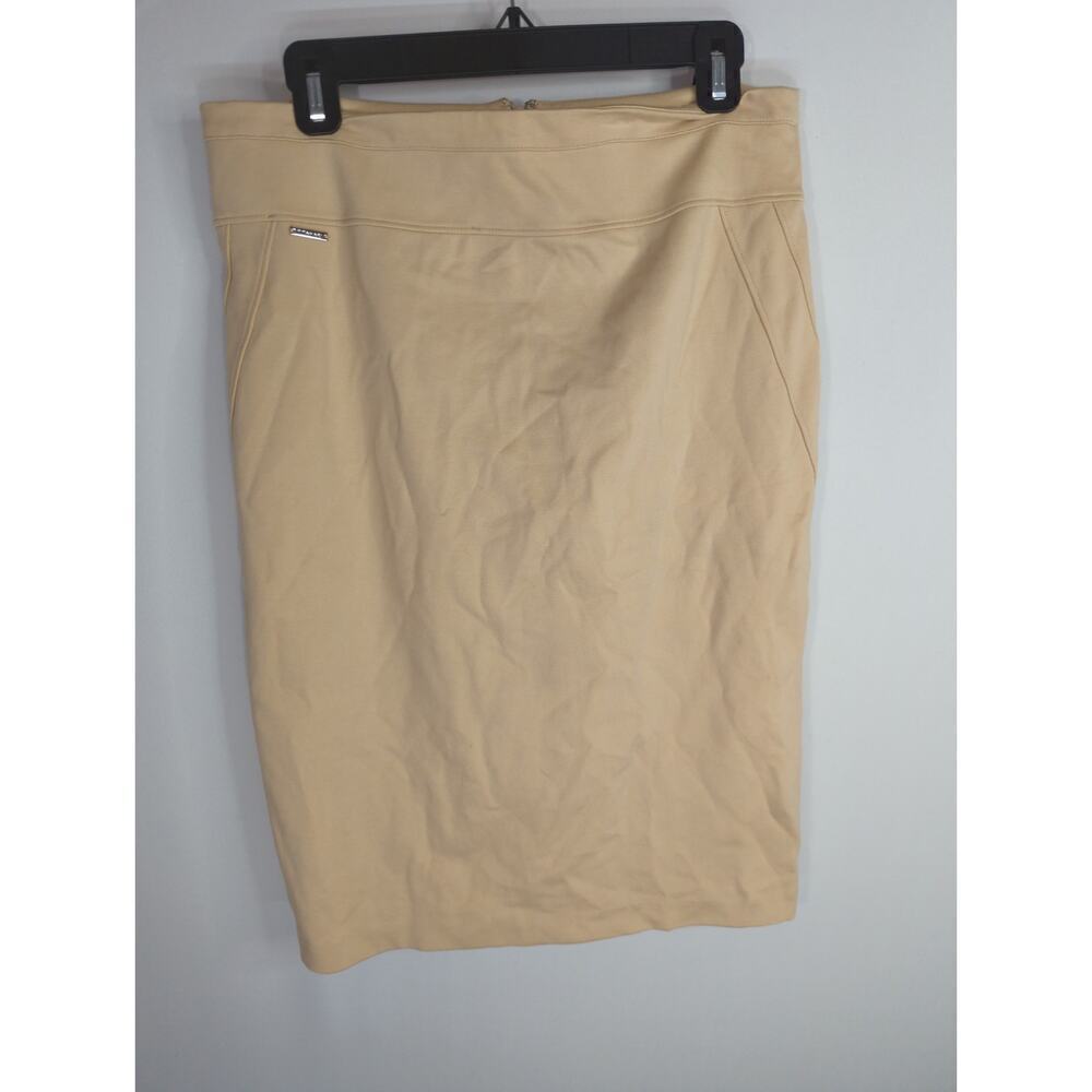 Tahari Women's Back Zip Pleated Straight & Pencil Skirts Beige Size Large NWT
